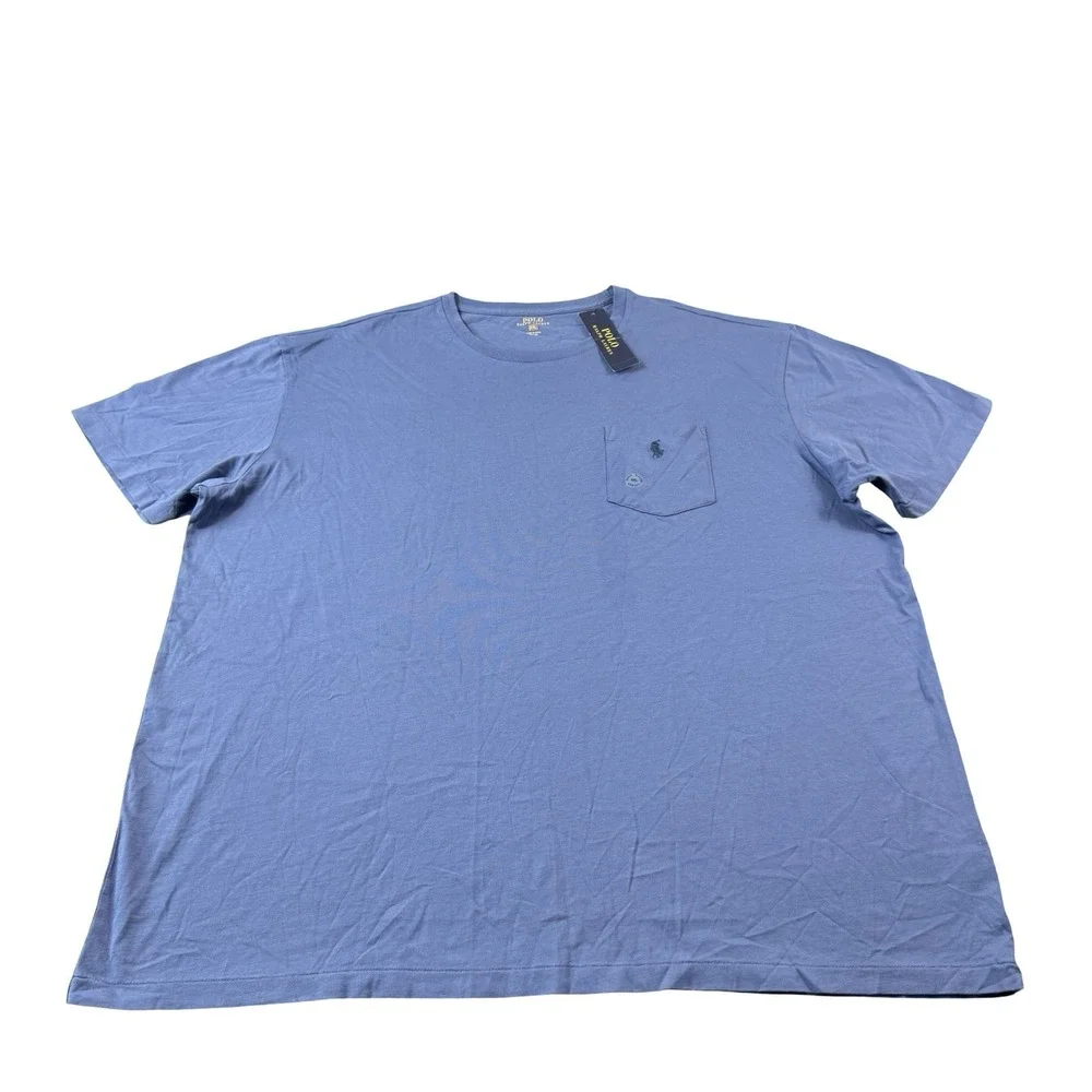 Polo Ralph Lauren Blue Pony Horseman Pocket S/S Cotton T Shirt Size 2XL NWT